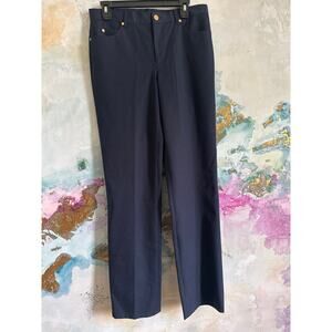 NWT Ralph Lauren Black Label Navy gold straight leg pants slacks trousers size 8